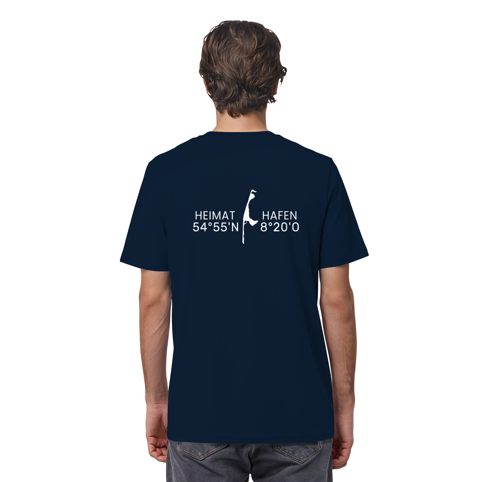 Heimathafen Sylt mit Standort - Basic Shirt (back)